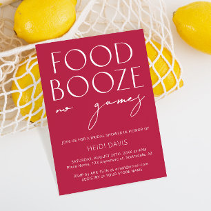Funny Minimalist Magenta No Games Bridal Shower In Invitation