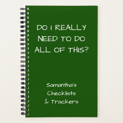 Funny Minimalist Name Green To Do Checklist Small Notebook