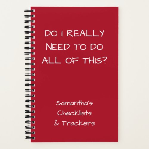 Funny Minimalist Name Red To Do Checklist Small Notebook