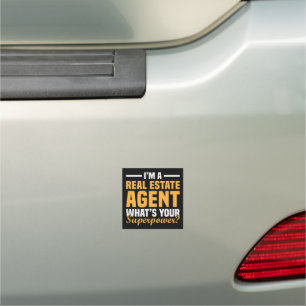 Funny Minimalist Real Estate Agent Superpower Car Magnet