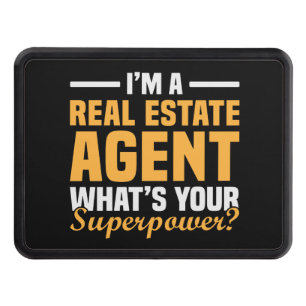 Funny Minimalist Real Estate Agent Superpower Hitch Cover