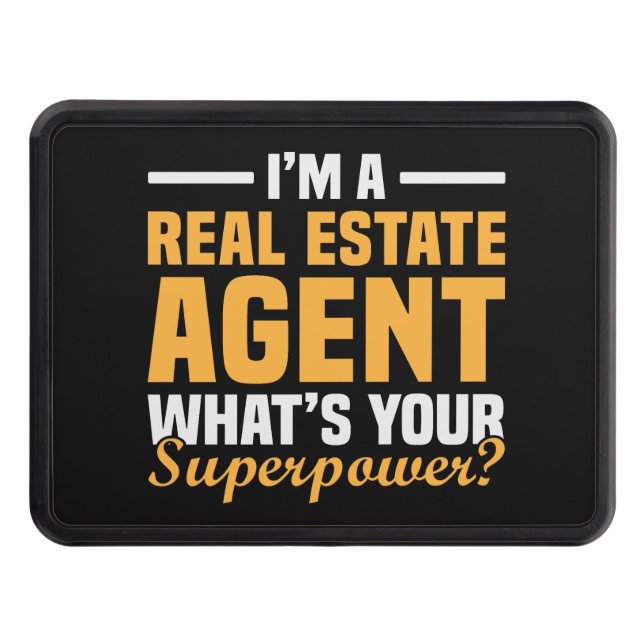 Funny Minimalist Real Estate Agent Superpower Hitch Cover (Front)