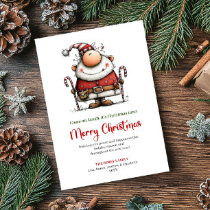 Funny Minimalist Santa Playful Holiday Greeting Card
