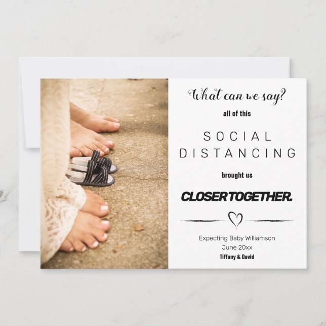 Funny Minimalist Social Distancing Pregnancy Announcement (Front)