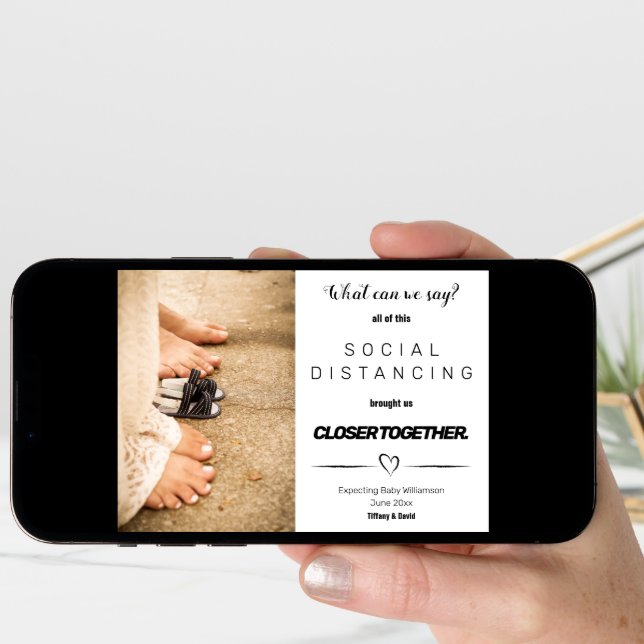 Funny Minimalist Social Distancing Pregnancy Announcement (Front Digital)