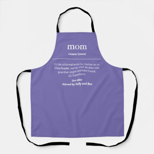 Funny minimalist typography lavender Mom Apron