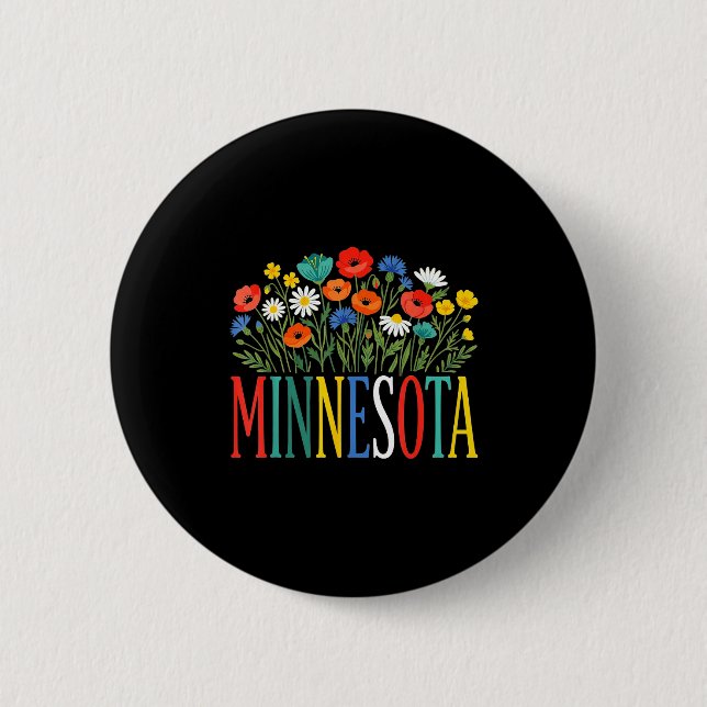 Funny minnesota floral vacation group matching button (Front)