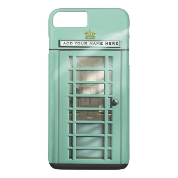 Funny Mint Green British Phone Booth Iphone 8 Plus/7 Plus Case by EnglishTeePot at Zazzle