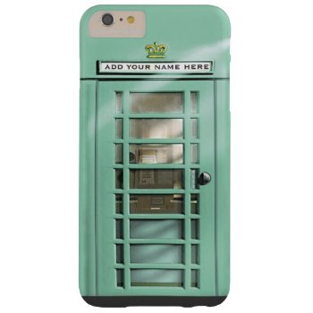 Funny Mint Green British Phone Box Personalized Barely There Iphone 6 Plus Case by EnglishTeePot at Zazzle