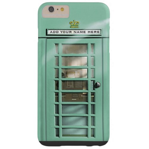 Funny Mint Green British Phone Box Personalized Barely There iPhone 6 Plus Case