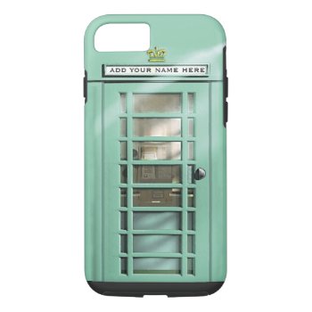 Funny Mint Green British Phone Box Personalized Iphone 8/7 Case by EnglishTeePot at Zazzle