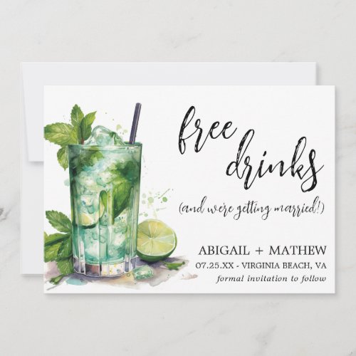 Funny Mint Lime Cocktail Trendy Photo Wedding Save The Date