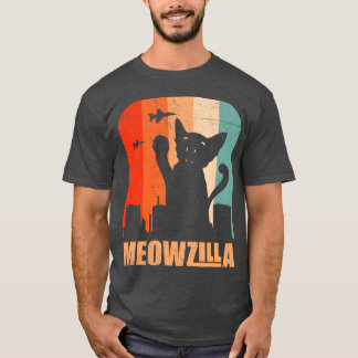 Funny Miowzilla Cute Cat Destroying A City friend T-Shirt
