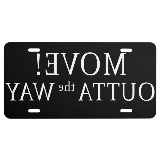 FUNNY MIRROR IMAGE MOVE LICENSE PLATE (Front)