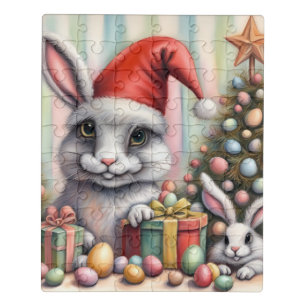 Funny Misfit Easter Christmas Rabbits Jigsaw Puzzle