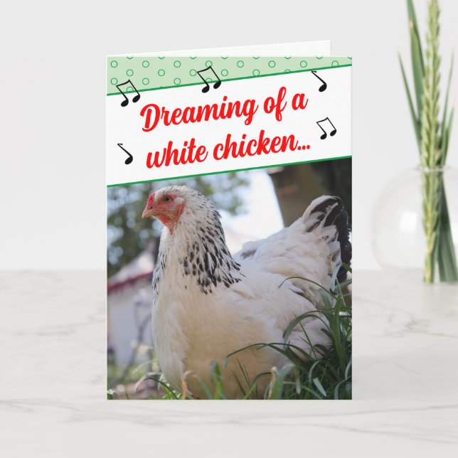 Funny Misheard Song Lyrics White Chickens Photo Holiday Card (Front)
