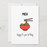 Funny Miso Ramen Pun Birthday Card<br><div class="desc">Miso happy it’s your birthday  - funny pun birthday card with a minimalist illustration of miso ramen noodles</div>
