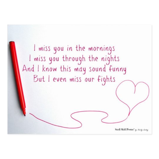 Funny Miss You Poem About Love And Fights Postcard Zazzle Com