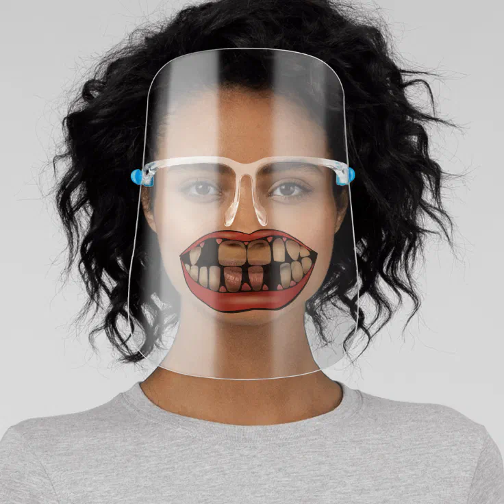 funny missing teeth, big mouth face shield | Zazzle funny missing teeth, big mouth face shield | Zazzle