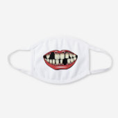 funny missing teeth, big mouth white cotton face mask (Front)