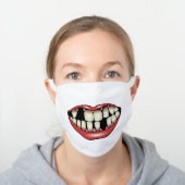 funny missing teeth, big mouth white cotton face mask (Worn)