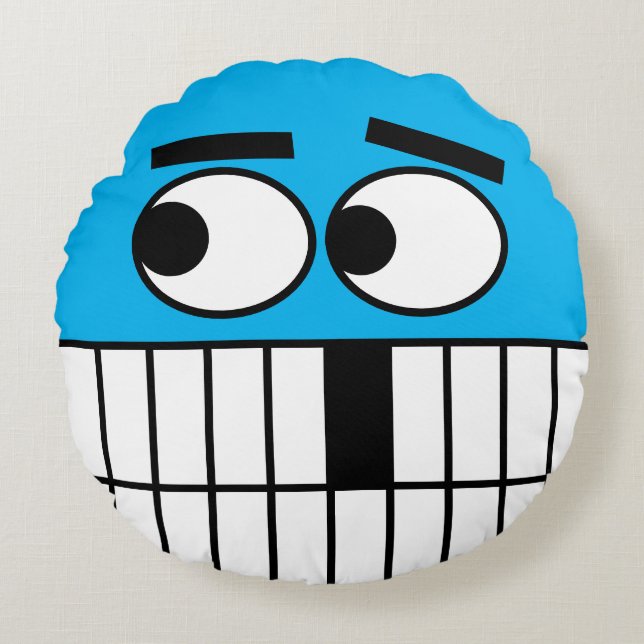 Funny missing tooth cartoon round throw pillow (Front)