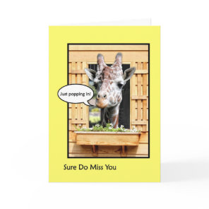Funny Missing You, Cute Giraffe Through Window Card