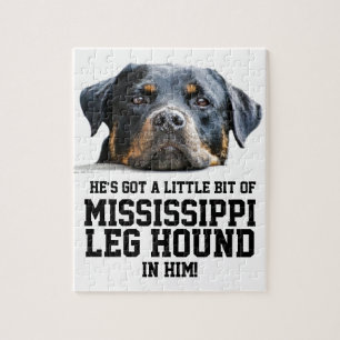 Funny Mississippi Leg Hound   Rottweiler Dog Head Jigsaw Puzzle