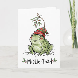 Funny Mistle-Toad Pun Christmas Holiday Card