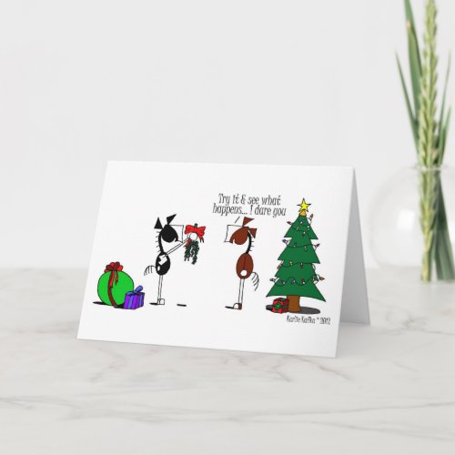 Funny Mistletoe Horse Cartoon Card