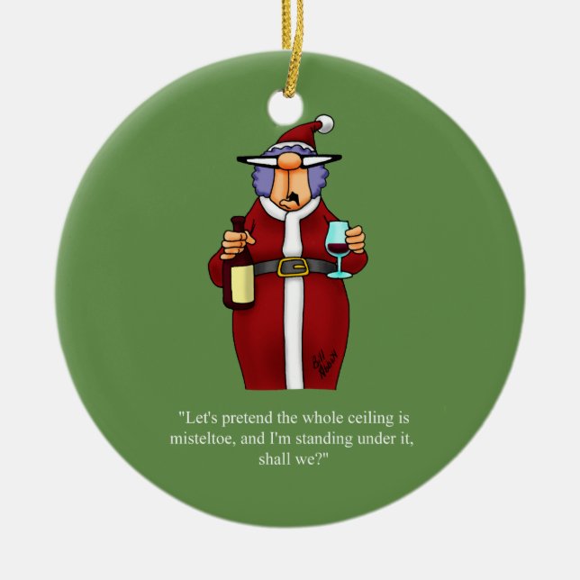 Funny Mistletoe Humor Ornament (Front)