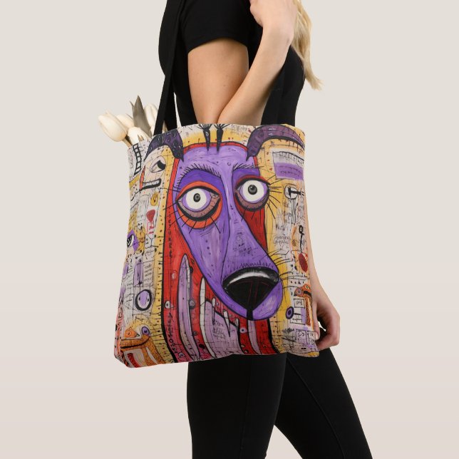 Funny Mixed Media Dog Animal Pet Tote Bag (Close Up)