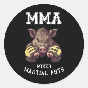 Funny Mma Boar - Thai Boxing Cage Fighting Classic Round Sticker