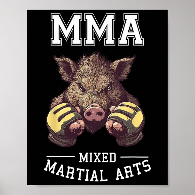 Funny Mma Boar - Thai Boxing Cage Fighting  Poster (Front)