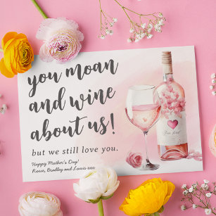 Funny Moan and Wine Mothers Day Card