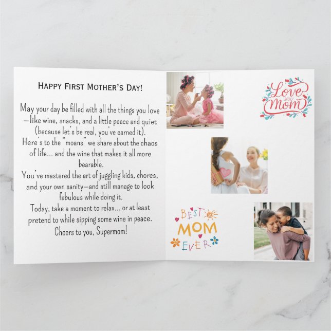 Funny Moan & Wine Mother's Day Card (Inside)