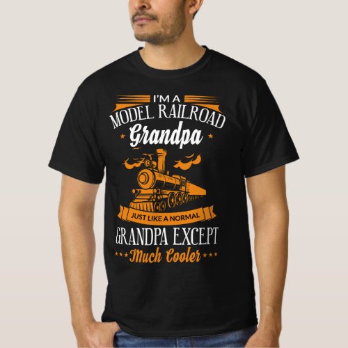 Funny Model Railroad Train Cool Grandpa Grandparen T_Shirt