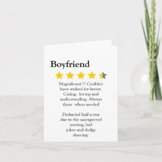 Funny modern 4.5 star boyfriend review typography  card