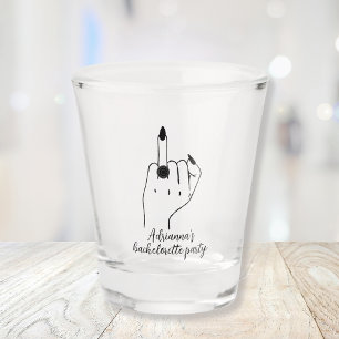 Funny Modern Bachelorette Party Bride Ring Finger Shot Glass