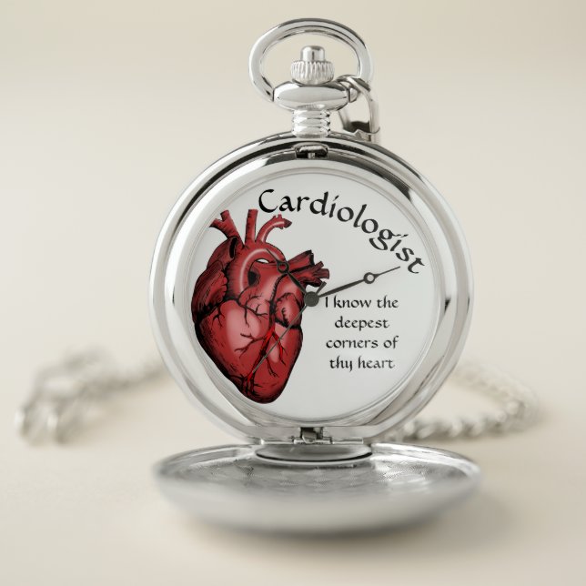 funny modern cardiologist heart medical physician  pocket watch (Inside)
