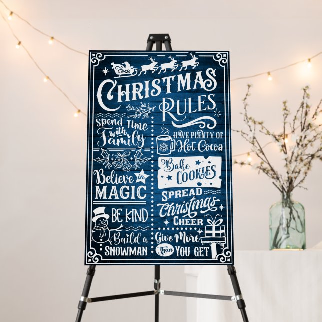Funny Modern Christmas Rules Foam Board (In Situ (Stand))