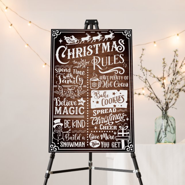 Funny Modern Christmas Rules Foam Board (In Situ (Stand))