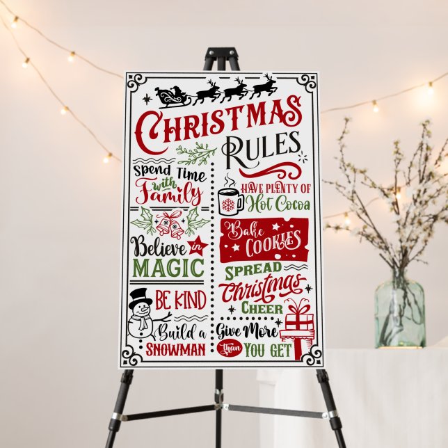 Funny Modern Christmas Rules Foam Board (In Situ (Stand))