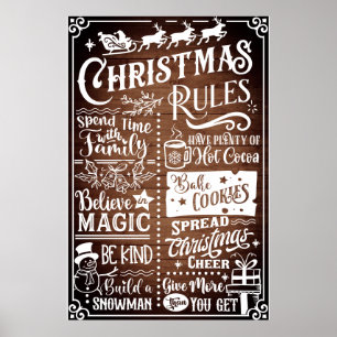 Funny Modern Christmas Rules Poster Sign