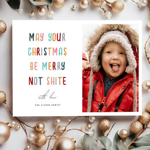 Funny Modern Colorful Photo Merry Christmas Holiday Card