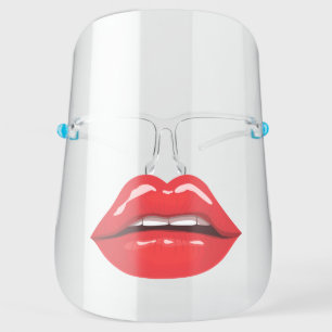 Funny Modern Cute Big Red Lips Face Shield