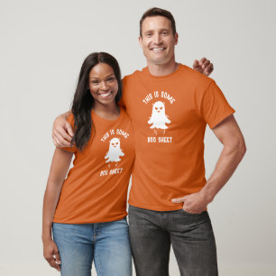 Funny Modern Cute Halloween Boo Sheet Orange Ghost T-Shirt