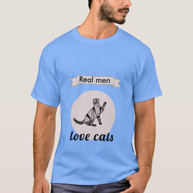 Funny Modern Daddy Father Love Cat Blue Black T-Shirt (Front)