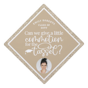 Funny Modern Elegant Gold Glitter Photo Class Of Graduation Cap Topper