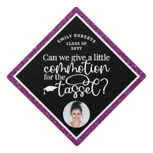 Funny Modern Elegant Purple Glitter Photo Class Of Graduation Cap Topper